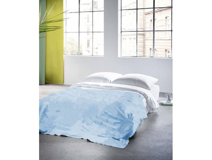 Plaid FLEURESSE Plaid , blau (bleu), B:180cm L:270cm, Baumwolle, Leinen, Wohndecken, Plaid, Halbleinen, in Gr. 180x270 cm, Plaid