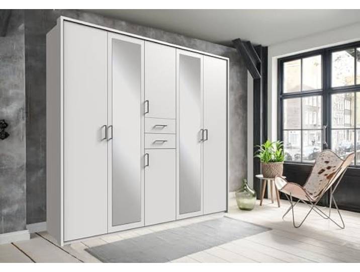 möbelando Schlafzimmer-Set >Dillingen< in Weiß - 228x213x58cm (BxHxT)