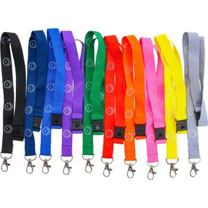 Paulat Schlüsselband 150.10.00 bunt, Textil, Karabiner, 90cm mit Sicherheitsverschluss 10 Stück