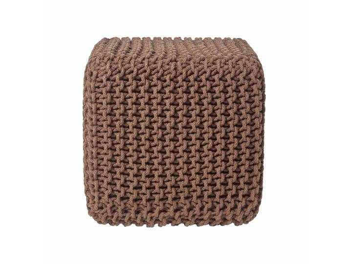 STRICK-POUF braun, Sitzwürfel 35/35/35 cm