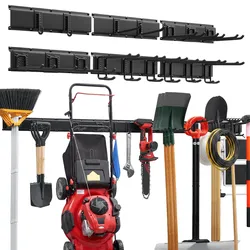VEVOR Gerätehalter Wandhalterung Werkzeughalter 2514,6mm 544kg Tragkraft, Zur Wandmontage, Kohlenstoffstahl, 6 Schienen & 16 Haken, Mit Schrauben & Dübeln, Werkzeugorganizer für Garage Keller Garten