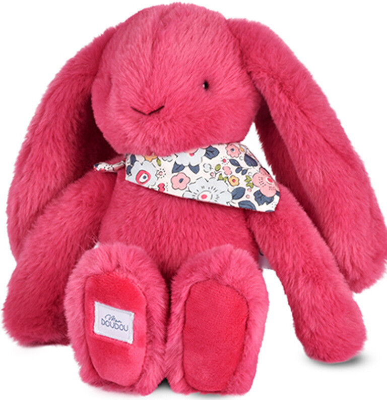 Peluche lapin rose fuchsia 25cm Lapin Fleurette - Doudou et compagnie