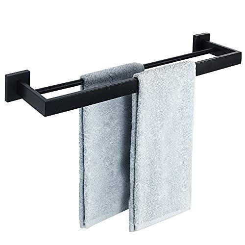 SAYAYO Dubbele Handdoekhouder Matzwart RVS Wandmontage 60 cm EGA7202