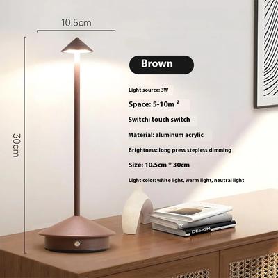 Smart Shopping Spot Pina Style Rechargeable Table Lamp Touch Control Cordless LED Dining And Desk Lamp brown