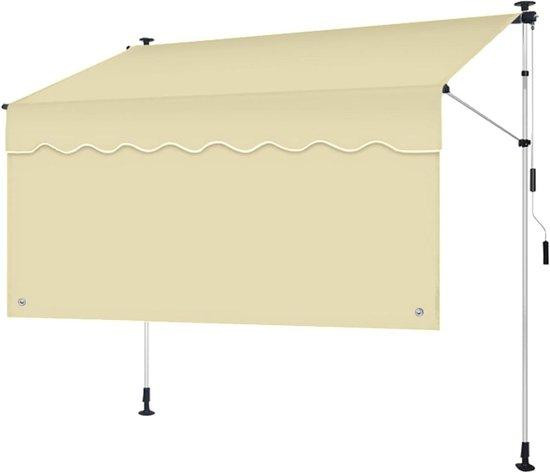Verstelbaar zonnescherm voor je balkon in beige wit, breedte: 3,5 m
