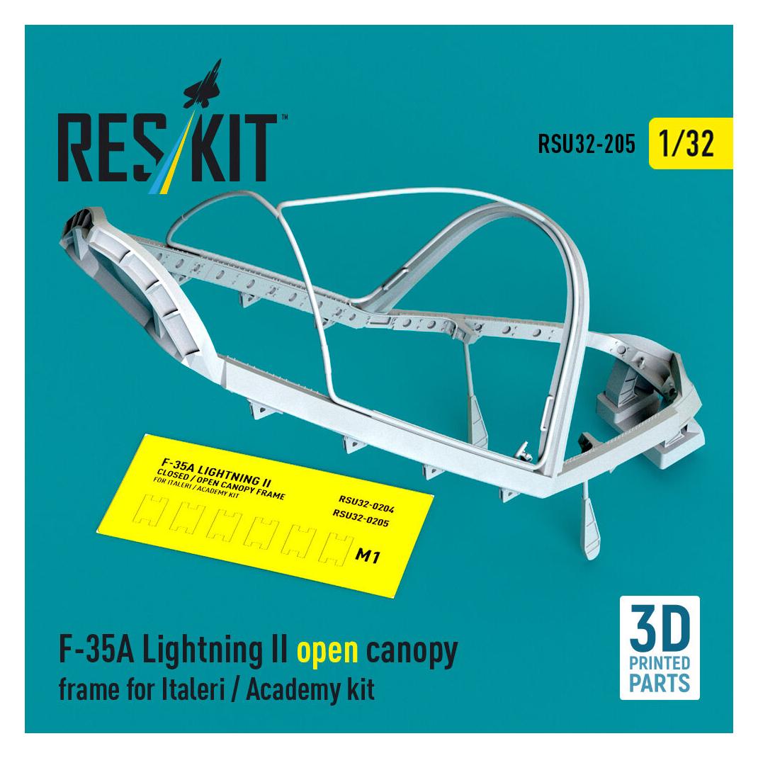 ResKit F-35A Lightning II open canopy frame for Italeri / Academy kit (3D Printed) (RSU32-0205)