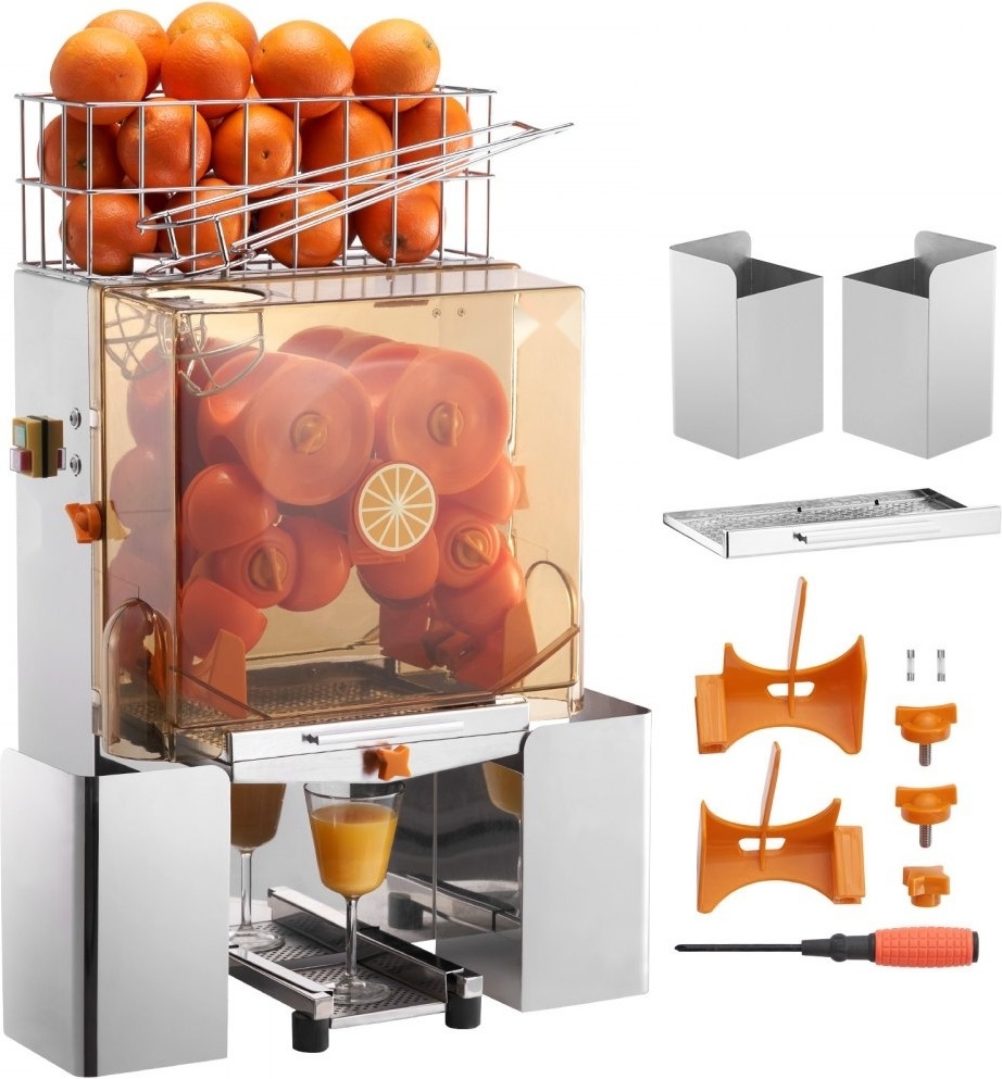 Automatischer Orangensaft-Entsafter 120-Watt - Edelstahl - Pressen Sie 20 Orangen pro Minute - Mit herausnehmbarer Filterschublade - PC-Abdeckung - Elektrische Zitruspresse Saftpresse