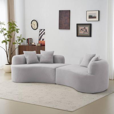 Dovelina "106.7"" Curved Full Compression Sponge Sofa Teddy Velvet Fabric No-Assembly Compact Sofa"
