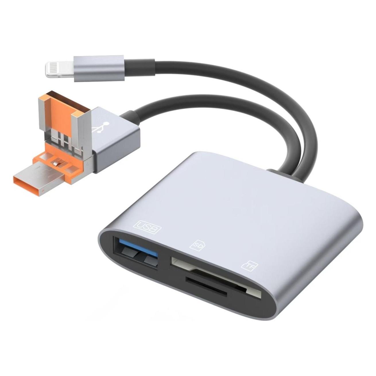 PowerGuard DualHeadConnect USB-C/USB-A Lightning to USB Photo SD Card Adapter (USB-A, Lightning, USB-C) (00034949)