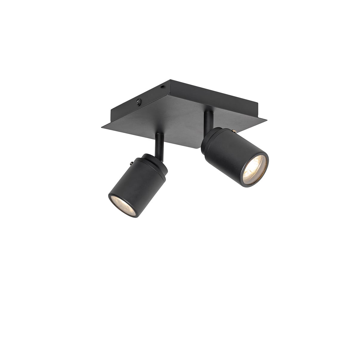 Qazqa Smart badkamer spot zwart vierkant IP44 met 2 Wifi GU10 ledlampen