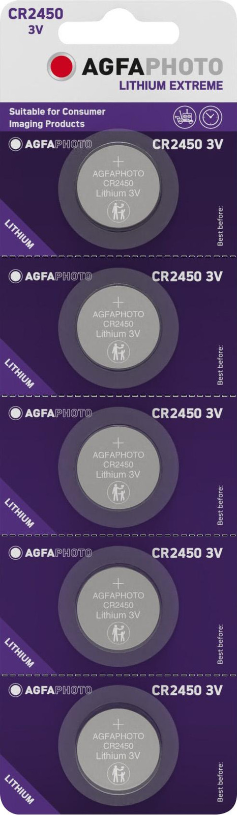 AgfaPhoto Lithiumbatterij CR2450, 3V, Extreme, 5 stuks
