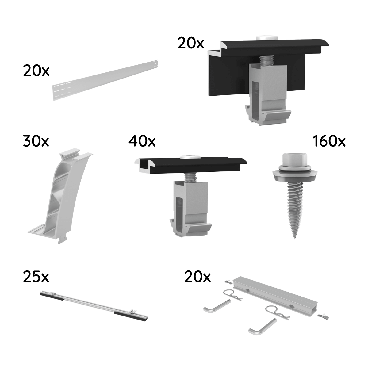 K2 Systems UK Paket für 20 Module von K2, S-Dome, Flachdach