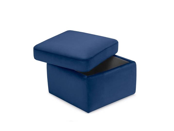 Pouf de rangement fabriqué en Italie en velours bleu 55x45 cm