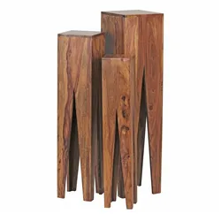 WOHNLING WL1.564 Beistelltisch (3er Set) Massiv-Holz Sheesham 25 cm x 25 cm x 100 cm