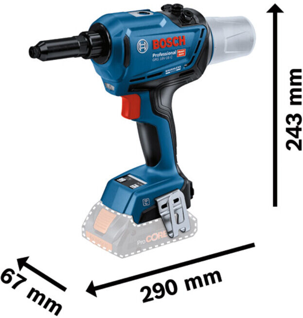 Pistolet à riveter sans fil GRG 18V-16 C BOSCH (06019K5000)
