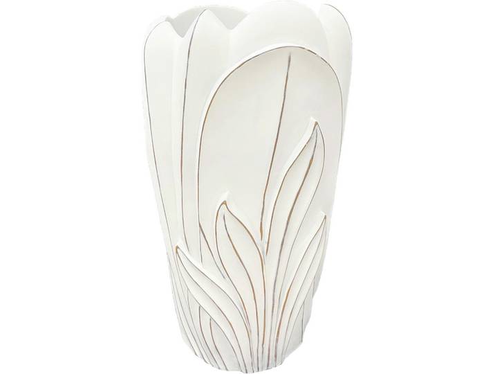 Ambia Home Vase, Braun, Weiß, Kunststoff, zylindrisch, 48 cm, handgemacht, zum Stellen, auch für frische Blumen geeignet, Dekoration, Vasen, Bodenvasen