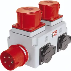 Holzmann, Baustromverteiler, Anlaufautomatik (2x, CEE 16/5, CEE 7/3)