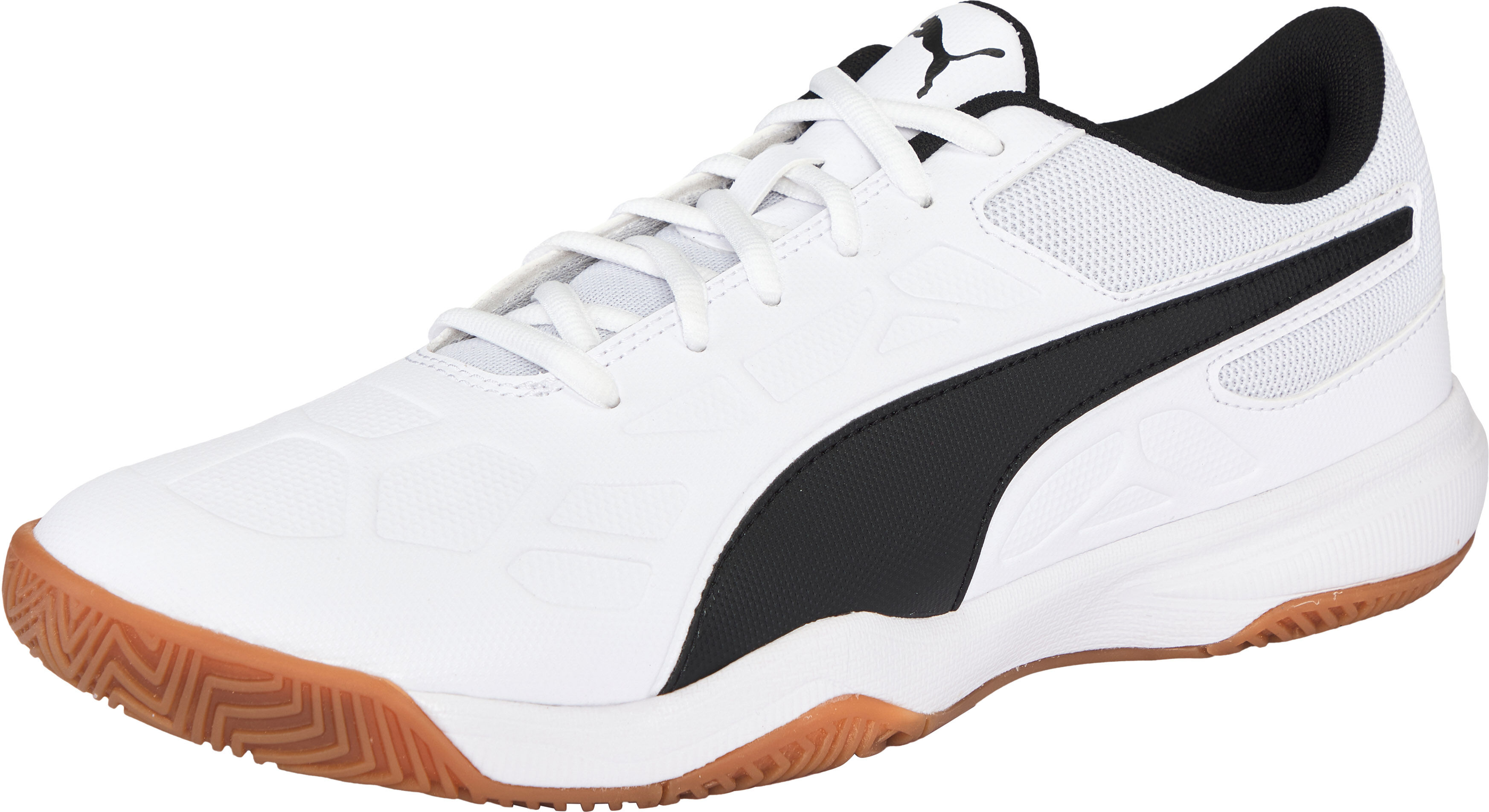 Hallenschuh PUMA "TENAZ", Herren, Gr. 41, Textil, schwarz-weiß (puma weiß, puma schwarz, gum), Synthetik, Schuhe Hallenschuh, für Mannschaftssportarten, mit IMEVA-Dämpfung, Topseller