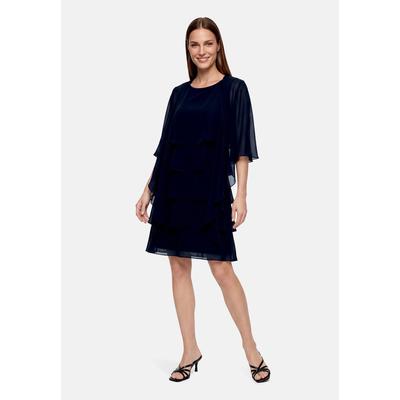 Multifunktionstuch VERA MONT "Damen mit Volant", Damen, Gr. M, blau (night sky), Chiffon, Polyester, festlich, Modetücher Multifunktionstuch, Nahtführung
