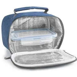 Ibili Lunchbox + Tasche blau 21 x 13 cm Kompakter und leichter Behälter für unterwegs, Lunchbox, Blau