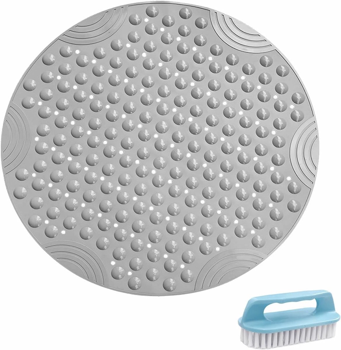 Grijs Antislip Badkamer Mat met Drain Gat - Diameter: 65 cm