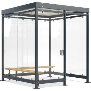 WSM Personenunterstand Professional Köln K2 c/b BS, anthrazit, 3 Wände + Windfang aus Glas, 217 x 217cm (B/T), für 4 Personen