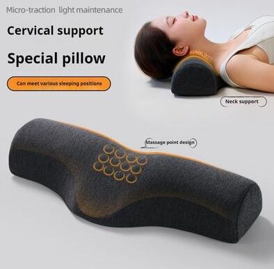 Healfit Counter Neck Pain Relief Memory Foam Pillow, Orthopedic, Contour Design, Breathable Sleep, Cervical Support Pillow dark Gray