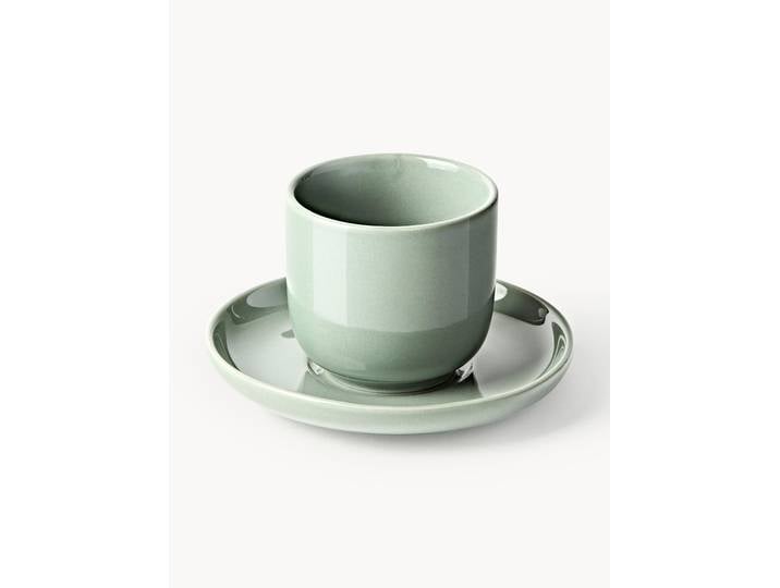 Tasses à expresso en porcelaine avec sous-tasses Nessa, 4 pièces