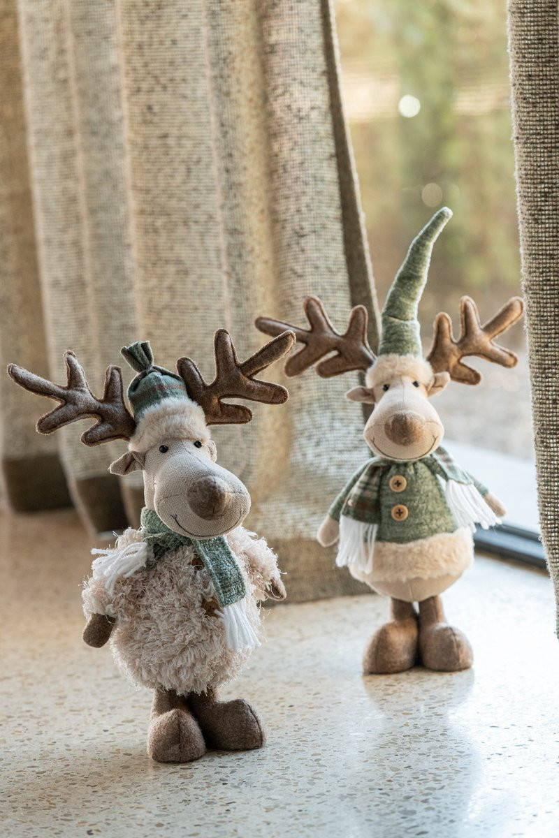 J-Line Eland Sjaal Figuur - Wit/Groen - 2 stuks - Polyresin