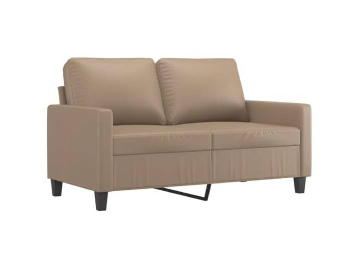 KTHLBRH 3-teiliges Sofa-Set aus Kunstleder, Cappuccino, mit Kissen 2-Sitzer-Sofas, Fußstützen, 4 Kissen, Metallrahmen, Schaumstoff