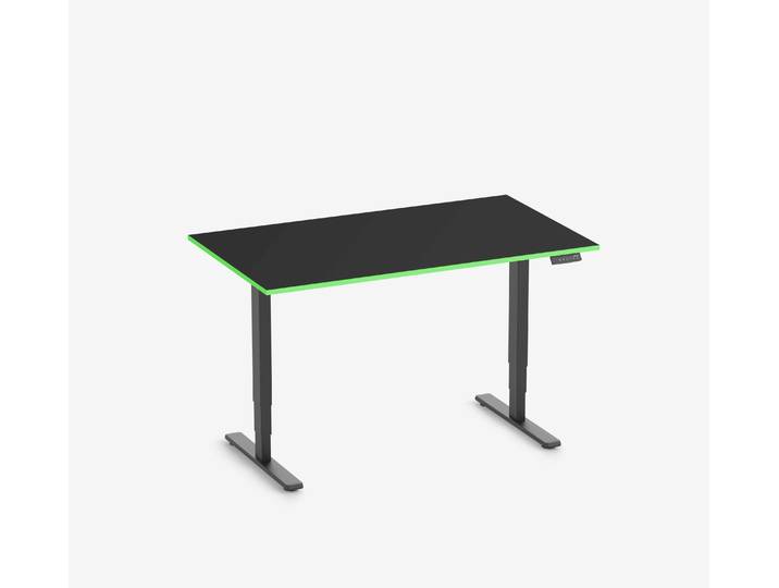 FOKUS Gamingschreibtisch Schwarz 140x80 Rechteck Acid Green