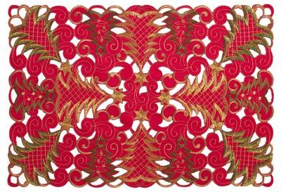 Saro Lifestyle Holiday Placemats With Christmas Tree Cutwork Design (Set of 4)