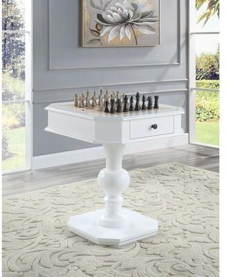 CDecor Avarice White Game Table with Drawer