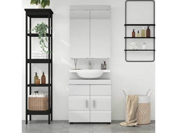Meuble Rangement - HAOSHOP - Ensemble de mobilier de salle de bain TULUM Blanc brillant&01_30386
