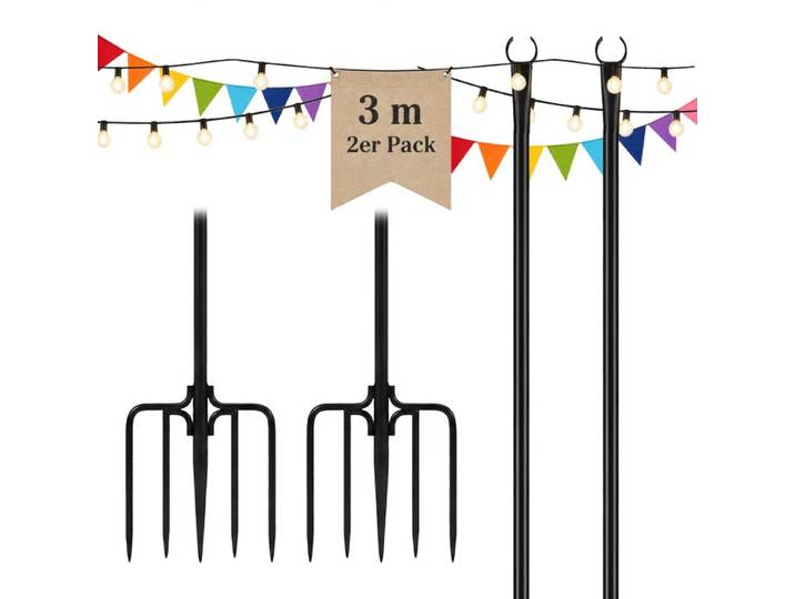 Relaxdays Lichterkettenstangen Set outdoor 3 m