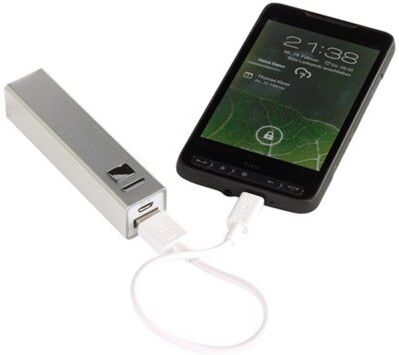 Powerbank Endurance 2200 mAh in alluminio, LED controllo blu Personalizzate o neutre
