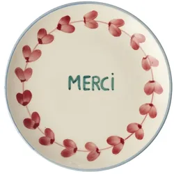 RICE Keramik Kuchenteller Handgemalt MERCI, Ø 15 cm
