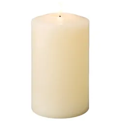 Lumineo LED Kerze mit Timerfunktion 10x19cm Wachs flackernde Flamme Echtwachskerze batteriebetrieben Wachskerze Stumpenkerze Creme Warmweiß