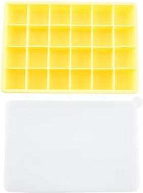 Inspire Curations 24 Grid Silicone Ice Cube Mold Big Square Ice Cube Tray Mold Ice Cube Maker Non toxic Durable Bar Pub Wine Ice Blocks Ma yellow Pro 4pcs