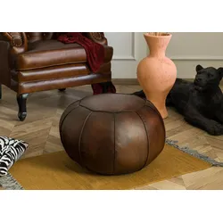 Pouf Hocker Echtleder 58x58x38 braun CHESTERFIELD #19