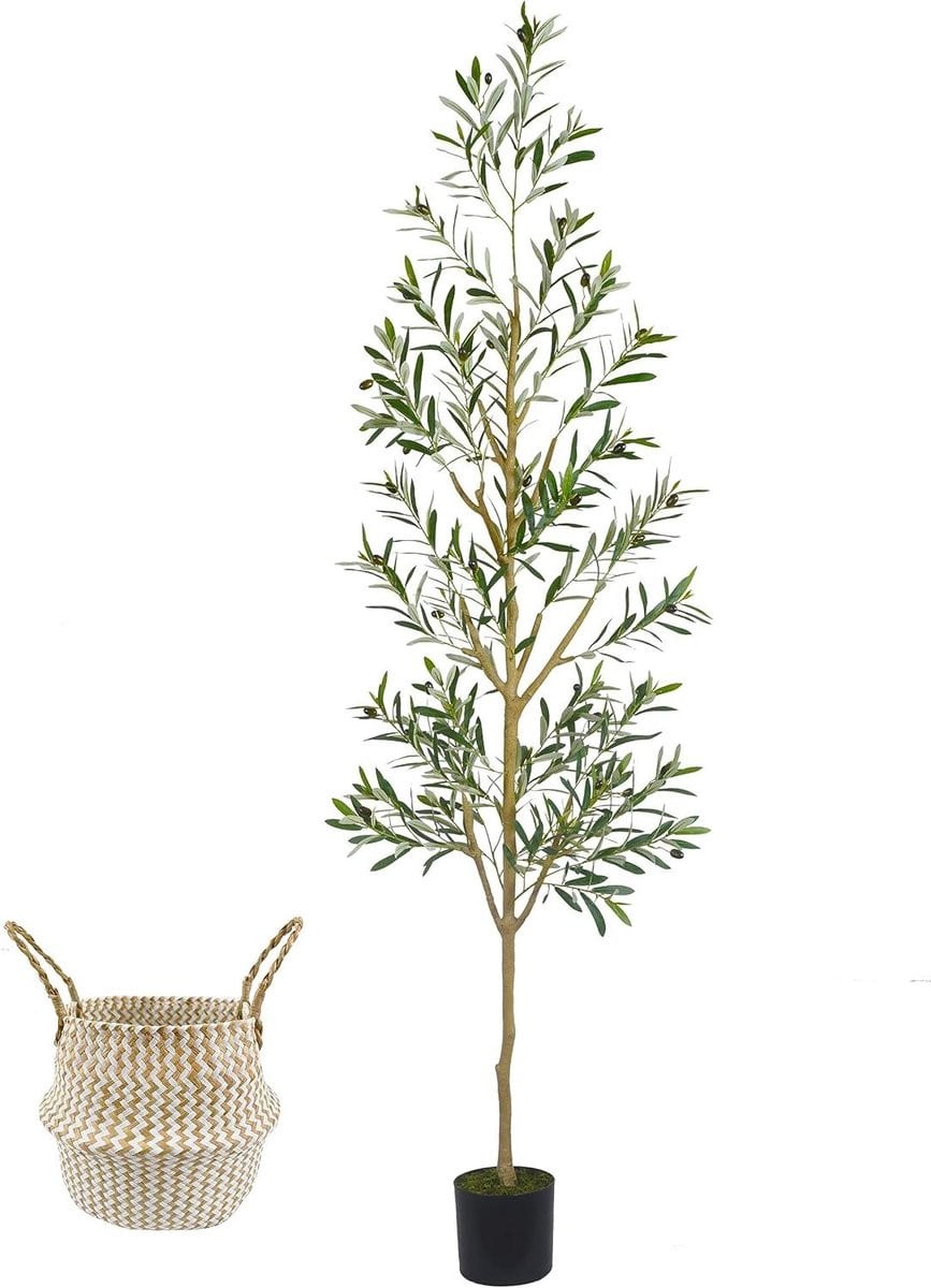 Realistische kunstmatige olijfboom voor woonkamer decoratie - Groen - Hoogte: 240 cm