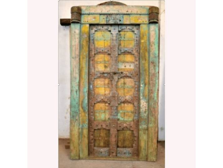 Luxury-Park-Direct Kommode TEAK Holz Tür antik 130 Jahre Rajasthan Vintagefarben.Luxury Park