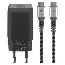 goobay 65W UBS-A, 2x USB-C Ladegerät mit Kabel 1m, schwarz