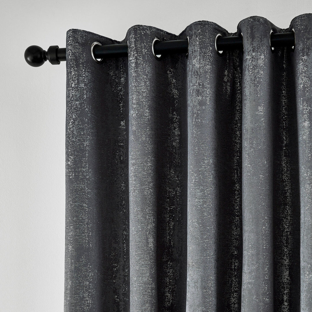 Helena Springfield Roma Eyelet Room Darkening Curtains Gunmetal 228cm Width x 228cm Drop