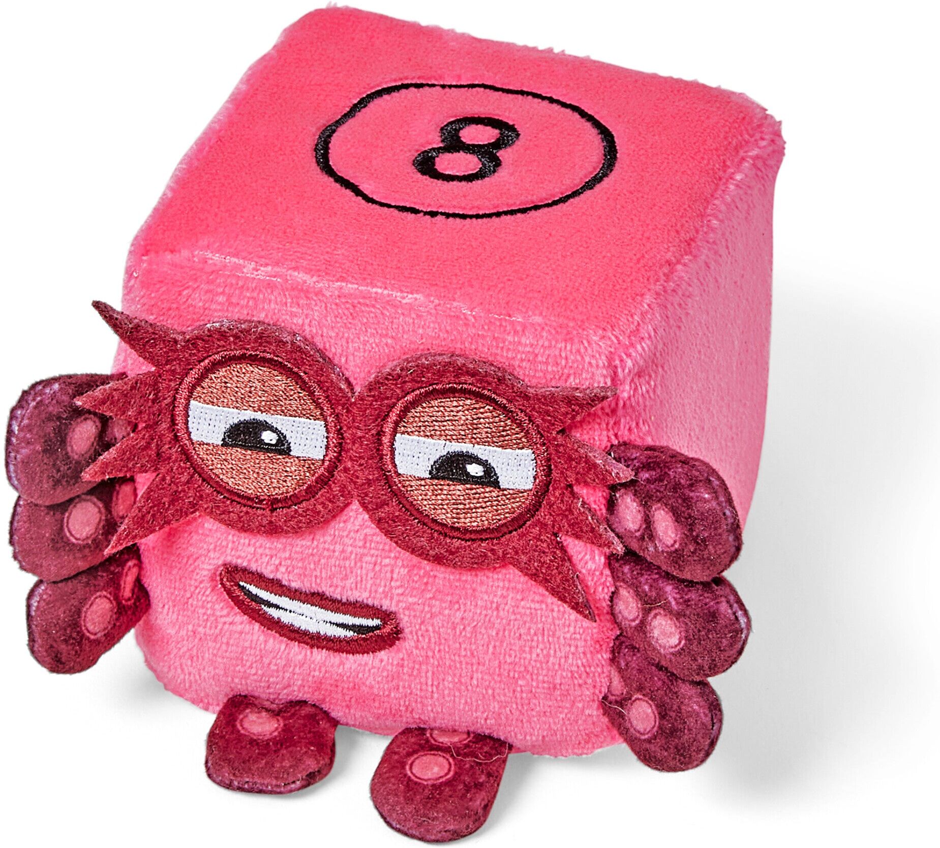 Numberblocks Eight Blocklets Mini Plush - Soft, Cuddly Pink Cube-Shaped Character Toy for Kids - Ages 3 and Up - Hand2Mind