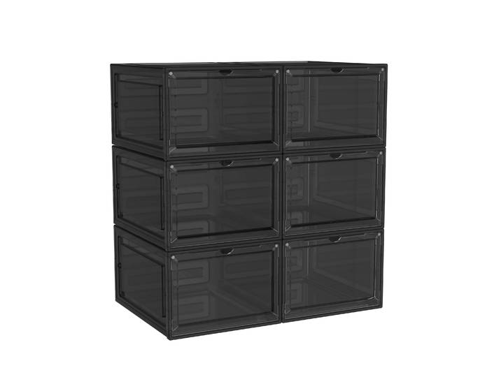 Aufbewahrungsbox 34 x 27 x 19 cm 6er Set transparent/schwarz
