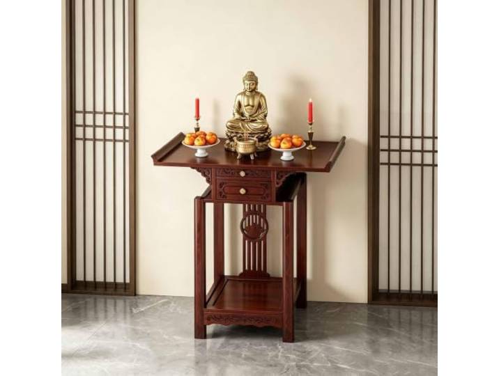 Altartisch Aus Bambus, Altartisch Zur Meditation, Chinesischer Altarschrank Puja-Tisch Für Zuhause, Buddhistisch, Schublade Und Regal, Für Gebete, Wahrsagerei Entspannun，Für Gebet Meditation Puja