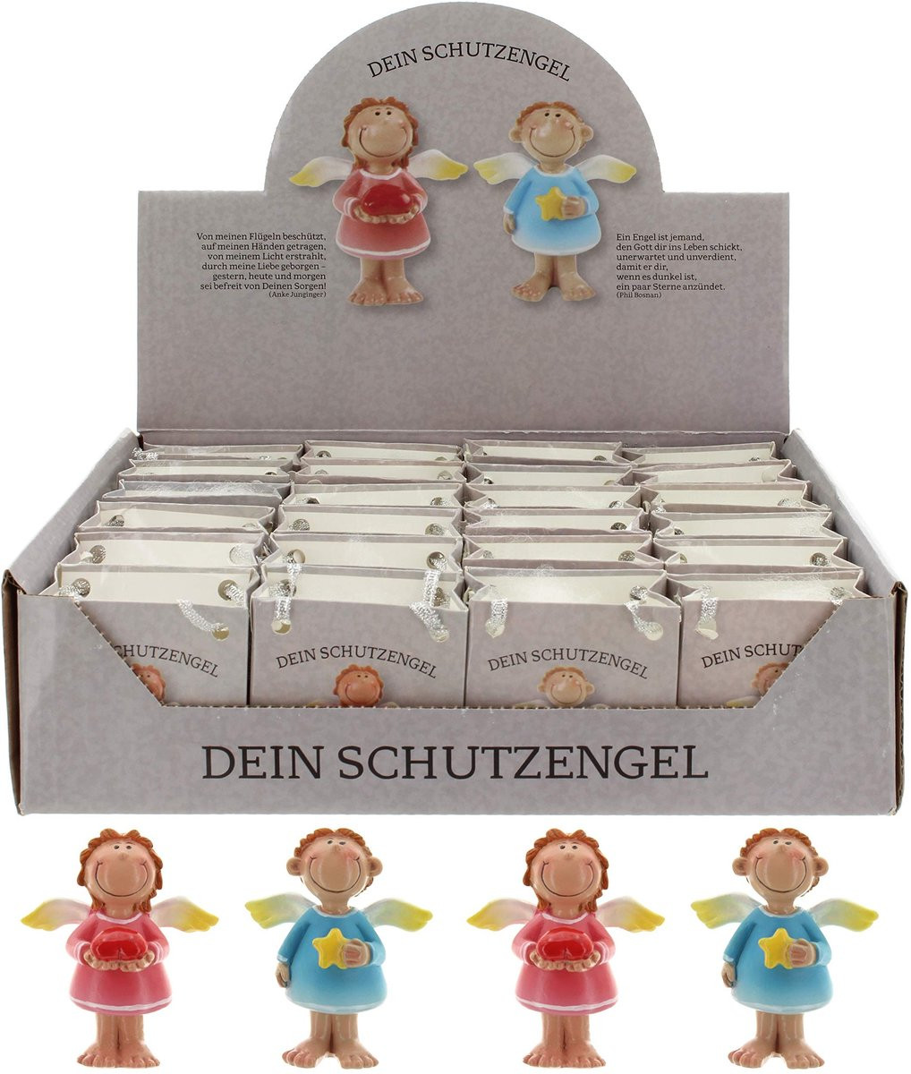 Dailygoods Beschermengel Set - 24-delig handbeschilderde geluksbrengers als raam- en sleutelhanger