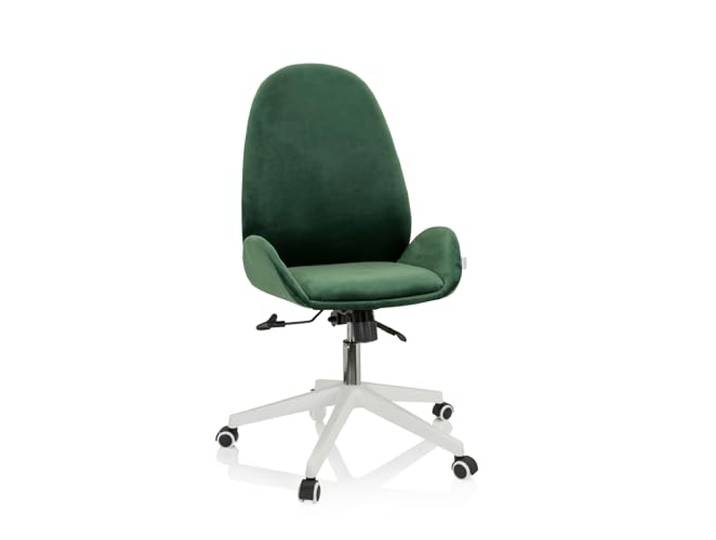 hjh OFFICE 729430 Siège de Bureau AVEA Velours Vert siège de Travail réglable en Hauteur avec Haut Dossier Ergonomique