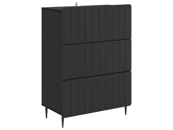GFEROMRF Schubladenschrank Schwarz 66 x 34,5 x 92 cm Holzwerkstoff Streifenmuster, Eisenbeine, pflegeleichte Oberfläche, kompaktes Format, vielseitig nutzbar